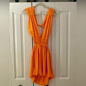 Vibrant Orange Cutout Dress